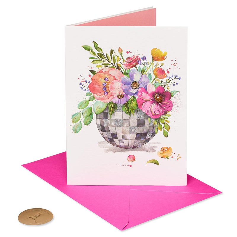Papyrus Blank Card (Floral Disco Ball) - Image 4